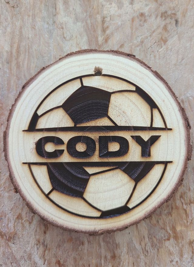 Soccer wood slice with a name
