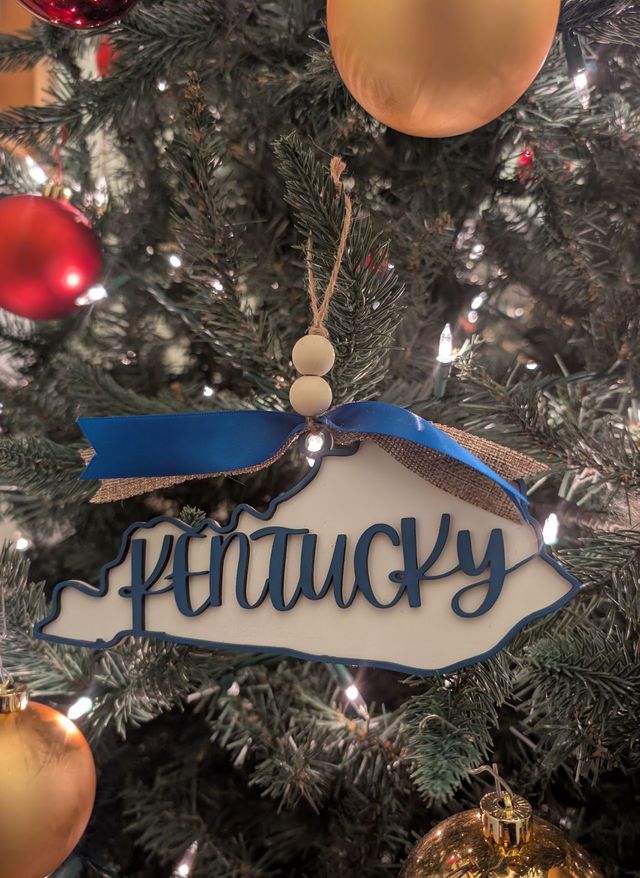Kentucky ornament with a blue bow