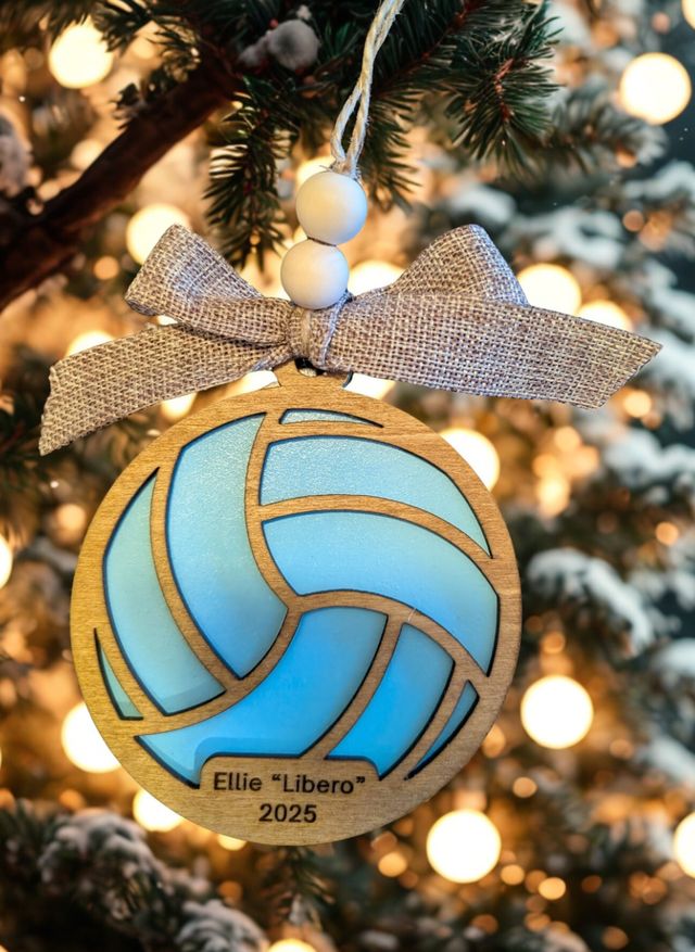 Volleyball ornament with a name and year