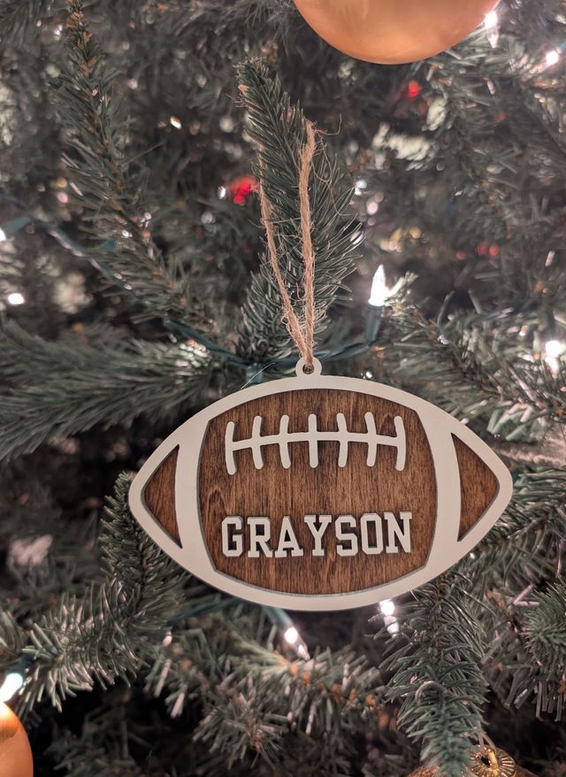 Football ornament with a name