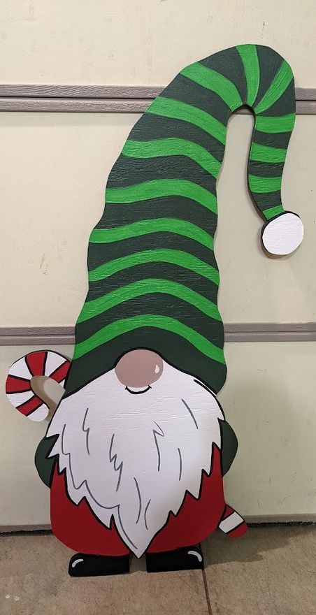 Gnome with a striped green hat